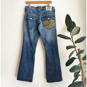 True Religion Joey Bootcut Jeans 32X33 Embroidered Buddha Pocket Flap Pocket Y2K